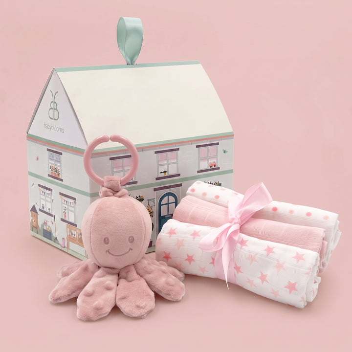 Nattou Vibrating Octopus New Baby Gift Set, Pink