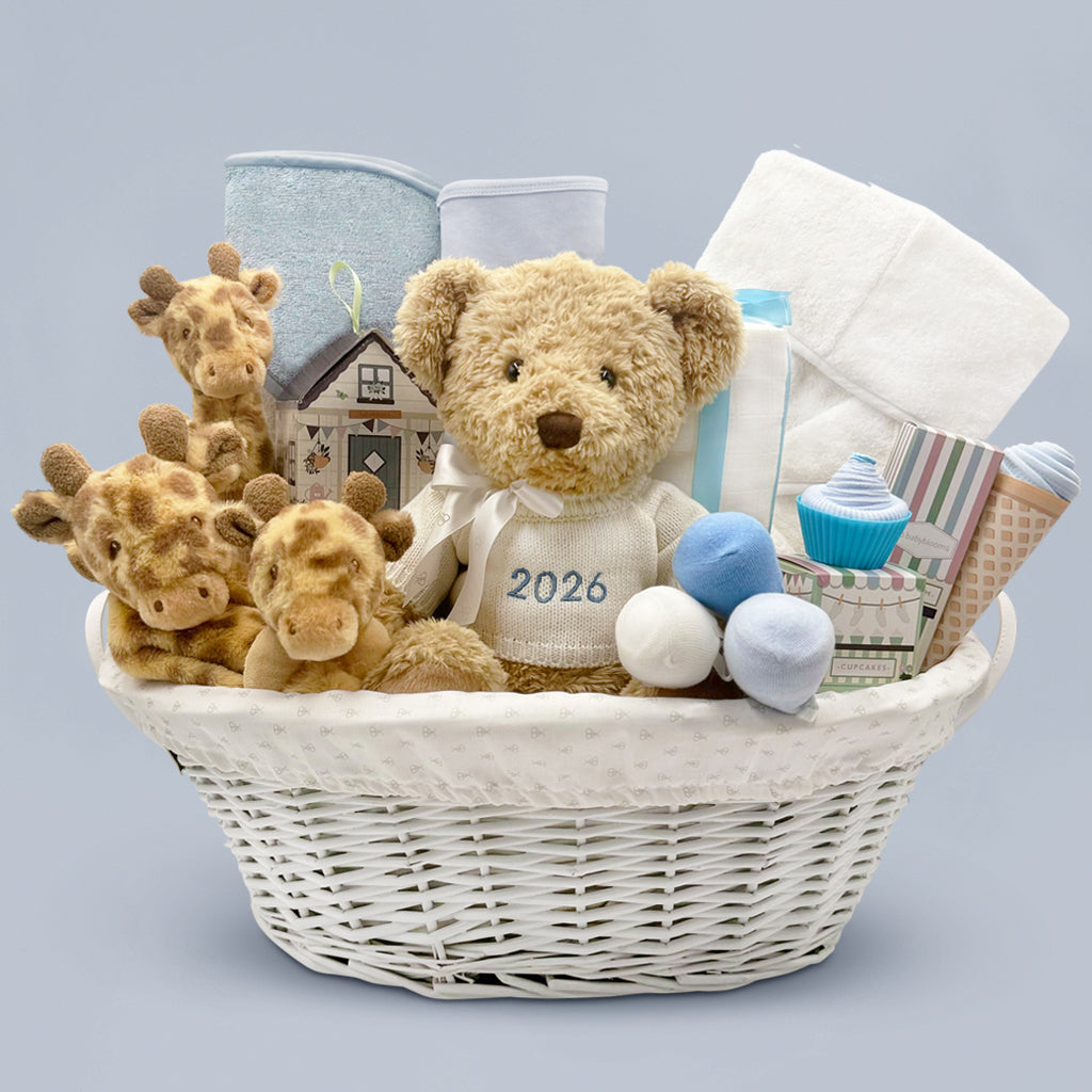 Personalised My First Year Giraffe Hamper, Blue