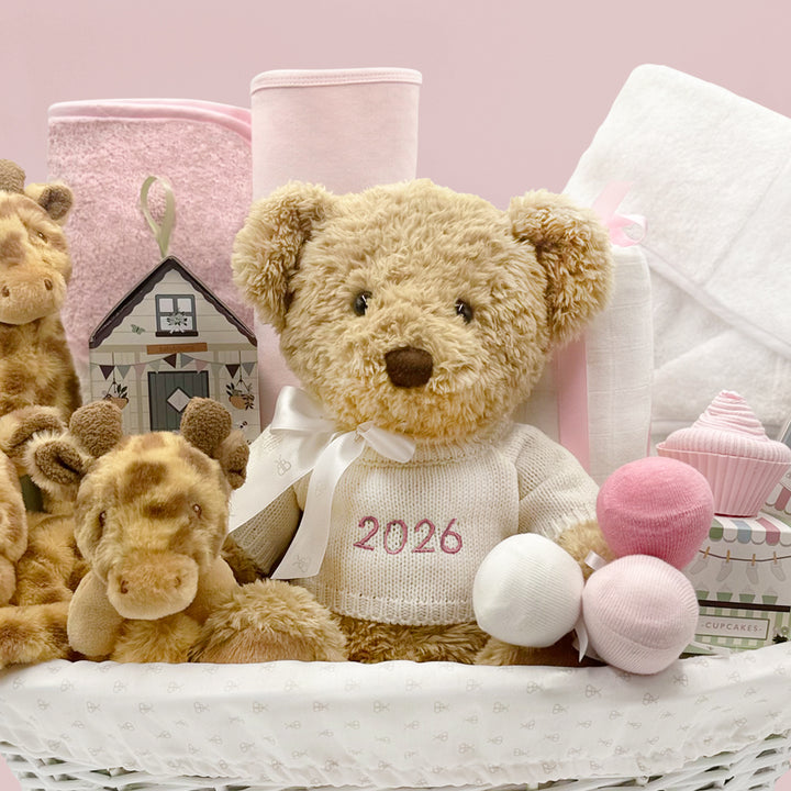 Personalised My First Year Giraffe Hamper, Pink