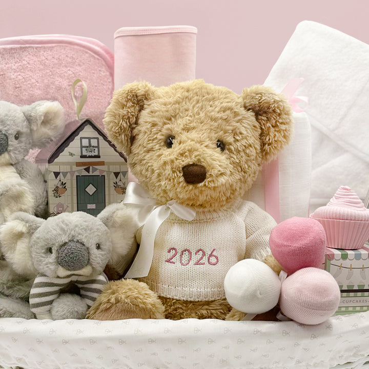 Personalised My First Year Koala Hamper, Pink