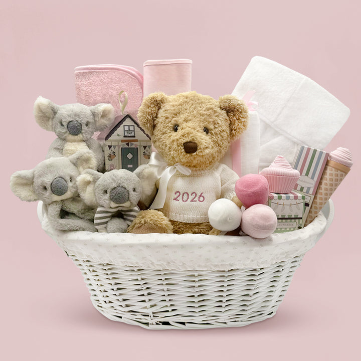 Personalised My First Year Koala Hamper, Pink