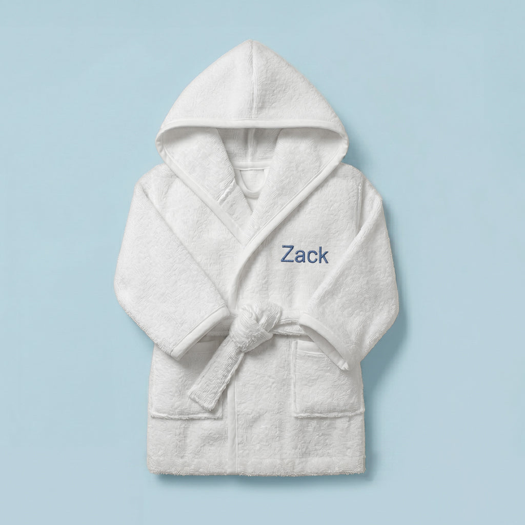 Personalised Baby Bathrobe, Blue 0-12 Months