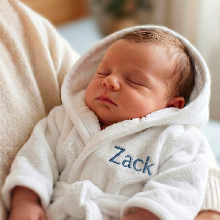 Personalised Baby Bathrobe, Blue 0-12 Months