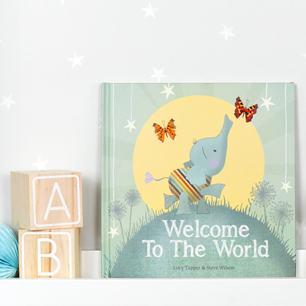 Personalised Esme Elephant Soft Toy With Snuggle Wrap and Book, White