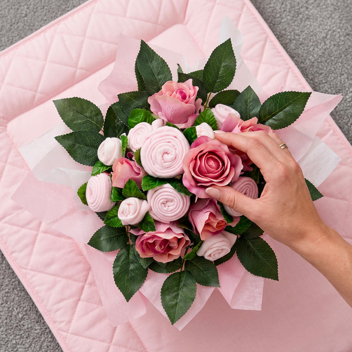 Hand Tied Baby Clothes Bouquet - Pink