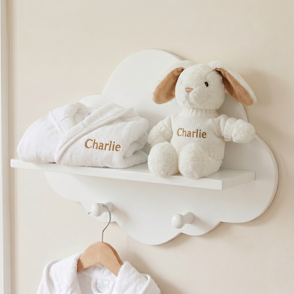 Personalised Bunny and Bathrobe New Baby Gift, Beige
