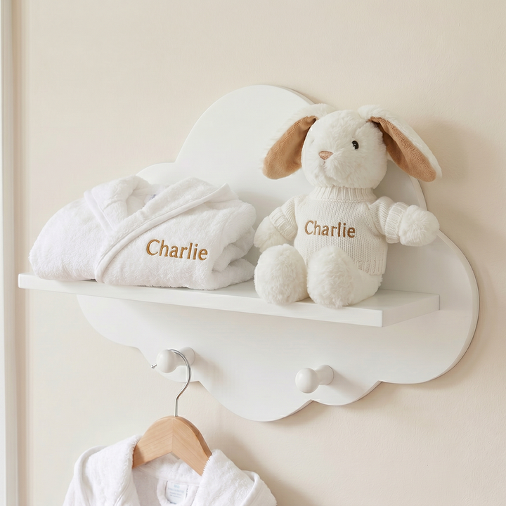 Personalised Bunny and Bathrobe New Baby Gift, Beige