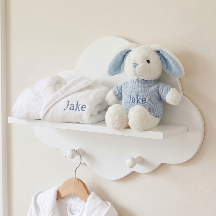 Personalised Little Bunny and Bathrobe Hamper, Blue - 0-12 Months