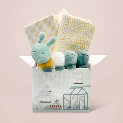 New Baby Gift Set With Activity-Caterpillar And Swaddling Muslins