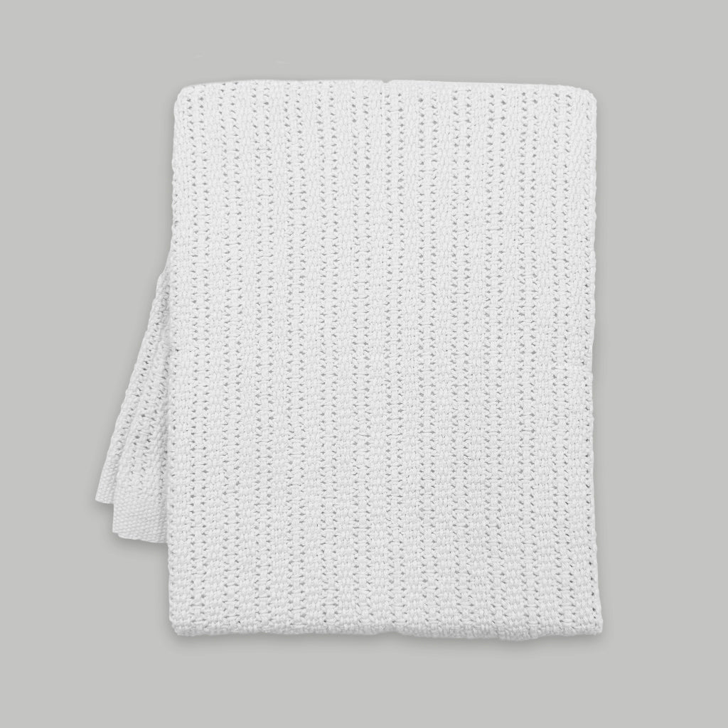 Cellular Cotton Baby Blanket , White