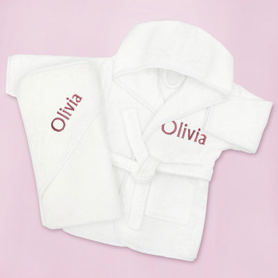 Baby Girl Gift Personalised Bathrobe And Hooded Towel 1-2 Years