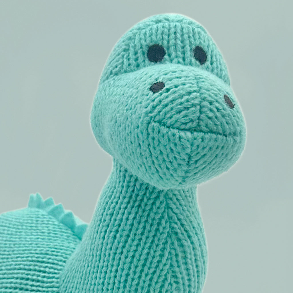 Diplodocus Dinosaur Knitted Soft Toy, Aqua