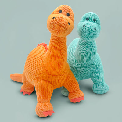 Diplodocus Dinosaur Knitted Soft Toy, Orange