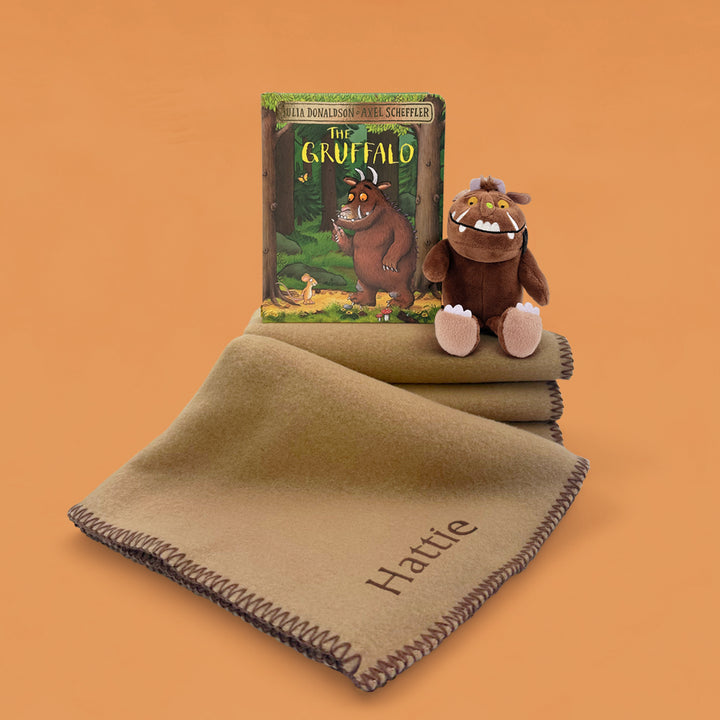 Gruffalo Soft Toy, with Board Book and Personalised Fleece Blanket 