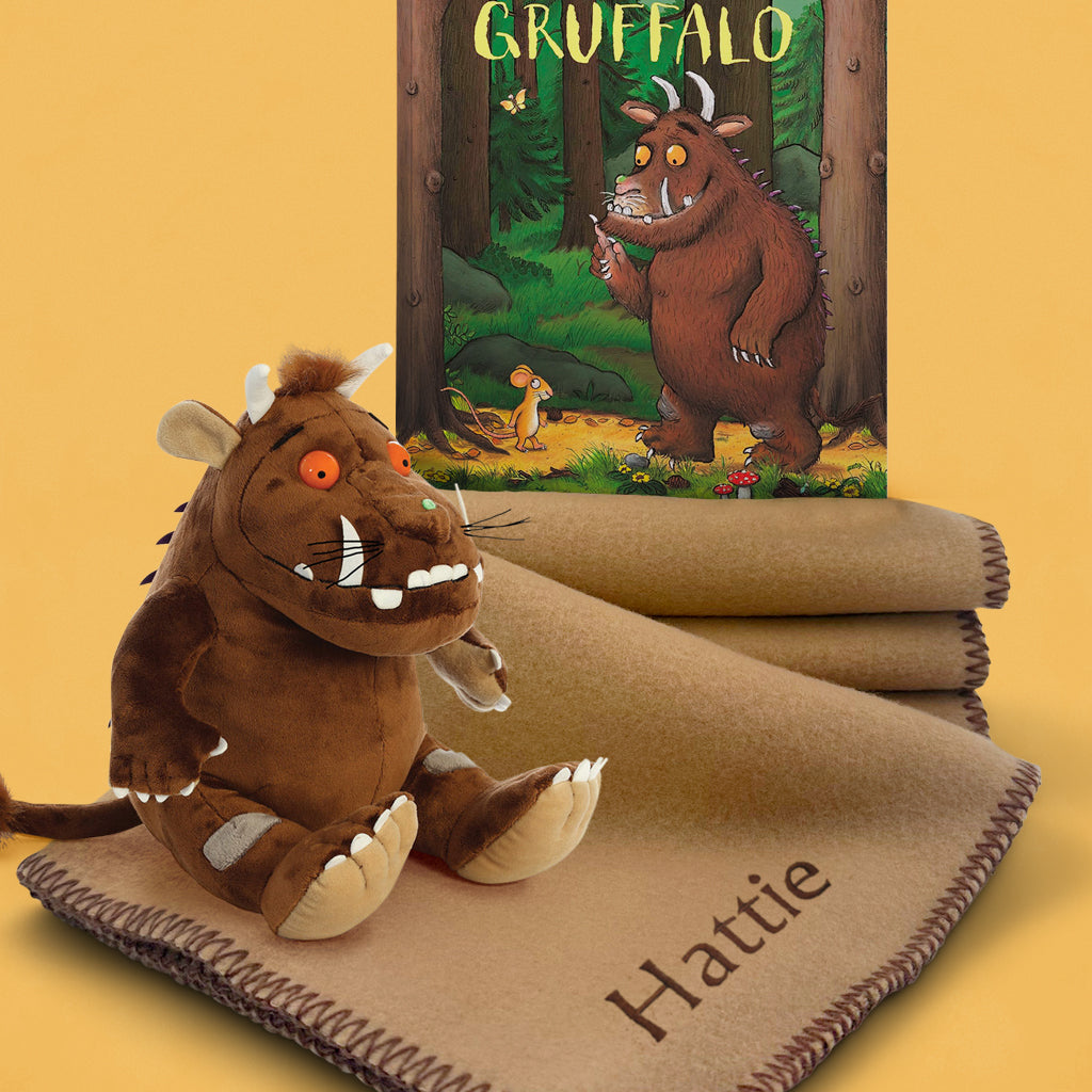 Gruffalo Soft Toy and Book with Personalised Fleece Blanket Toddler Gift Set