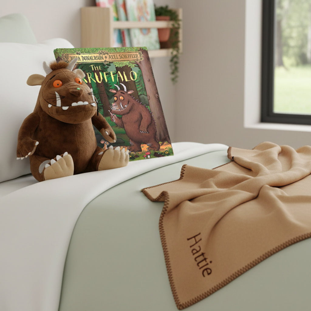 Gruffalo Soft Toy and Storybook with Personalised Fleece Blanket Toddler Gift Set