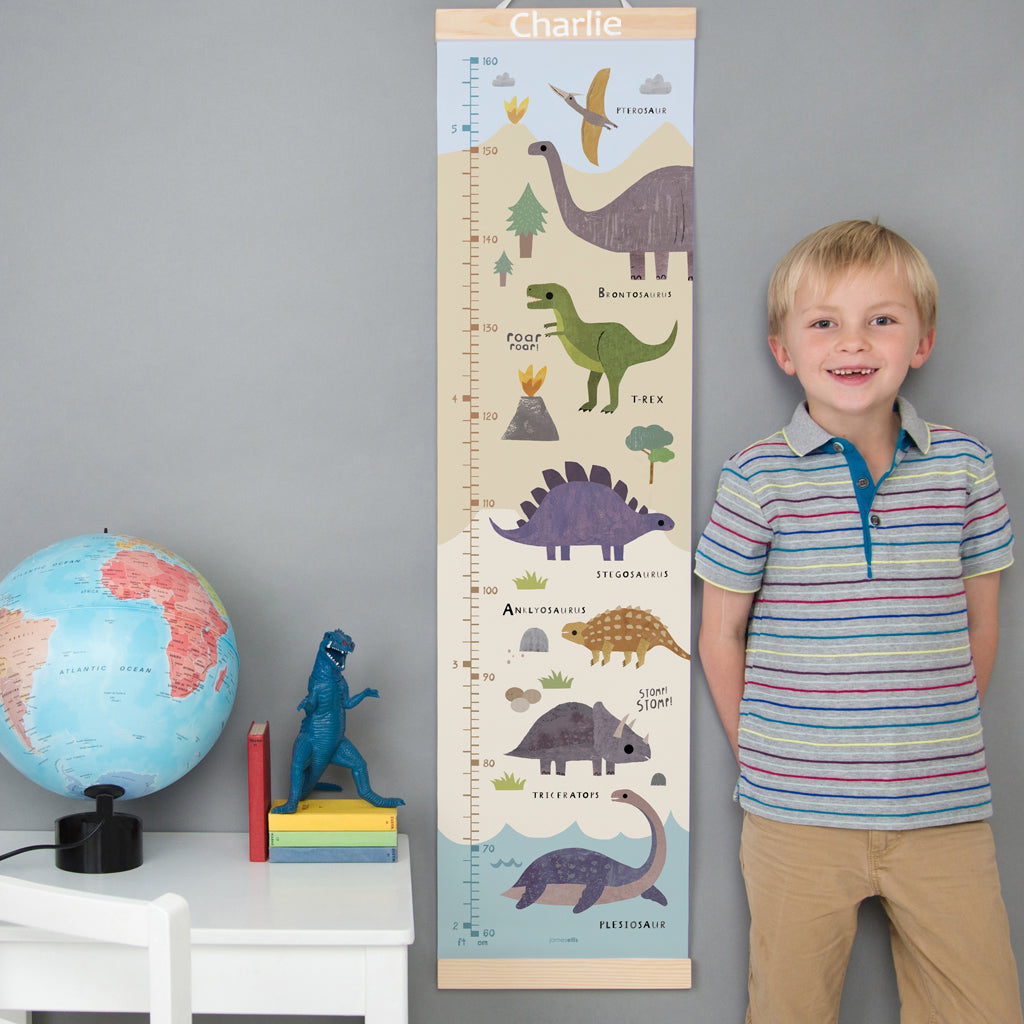 James Ellis Personalised Wooden Height Chart, Dinosaur