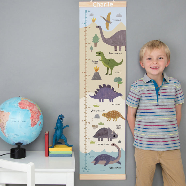 James Ellis Personalised Wooden Height Chart, Dinosaur