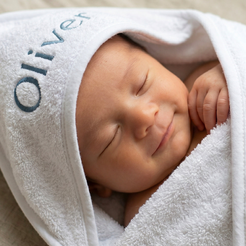 Personalised Baby Boy Hooded Towel