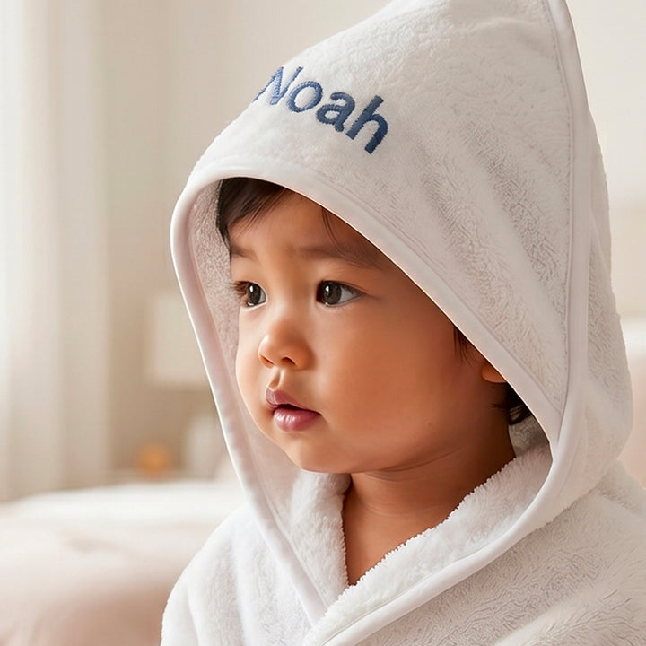 Personalised Hooded Towel, Blue 1-2 Years
