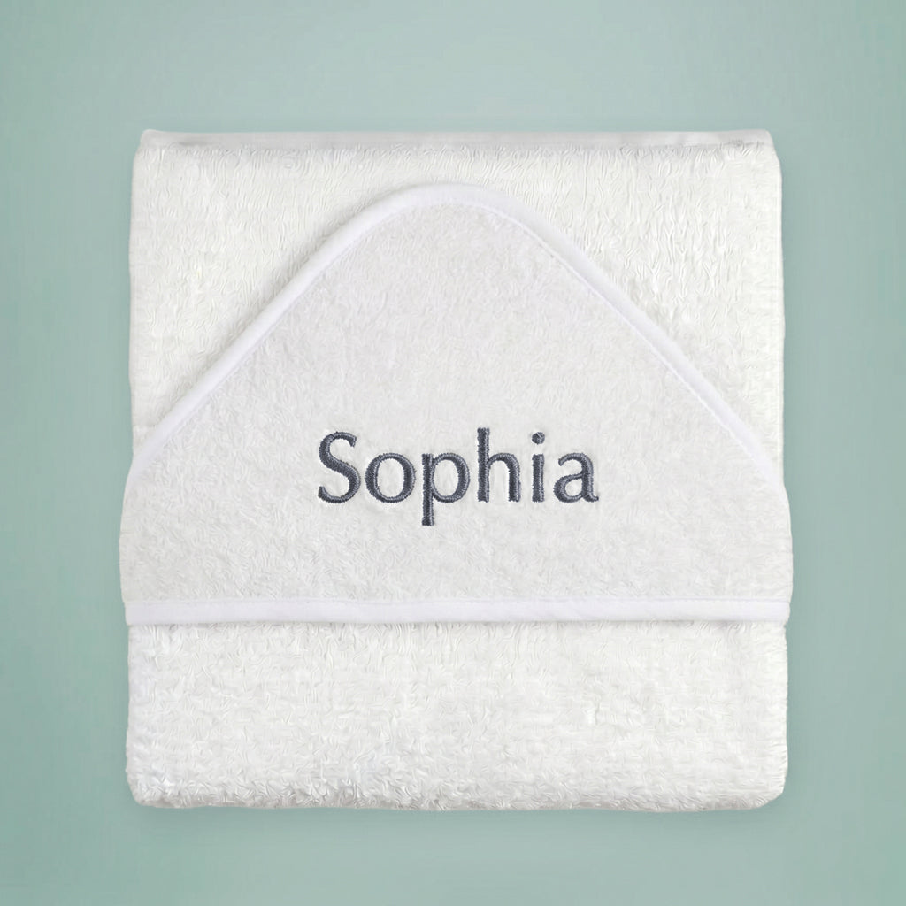 Personalised Large Hooded Towel Toddler Gift, Pewter