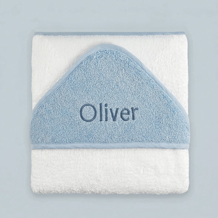 Personalised Hooded Baby Towel, Blue