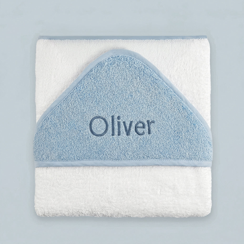 Personalised Hooded Towel, Blue 0-12 Months
