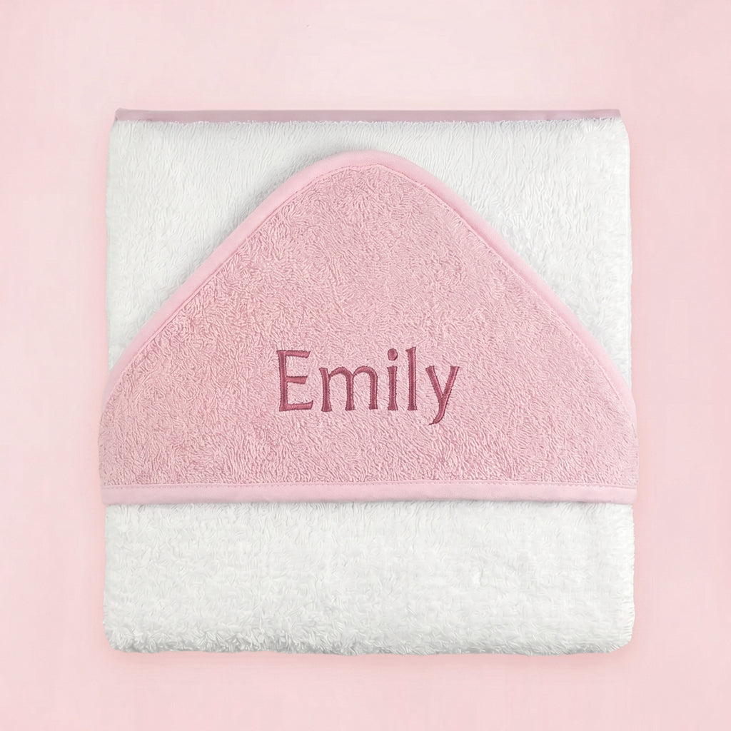 Personalised Hooded Baby Towel, Pink