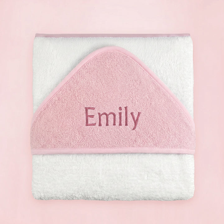 Personalised Hooded Baby Towel, Pink