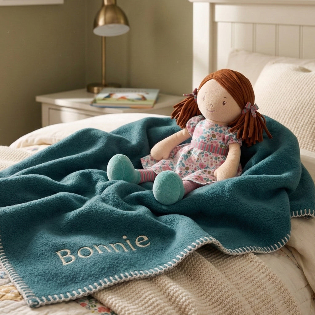 Personalised Fleece Blanket with Katy Rag Doll Gift Set
