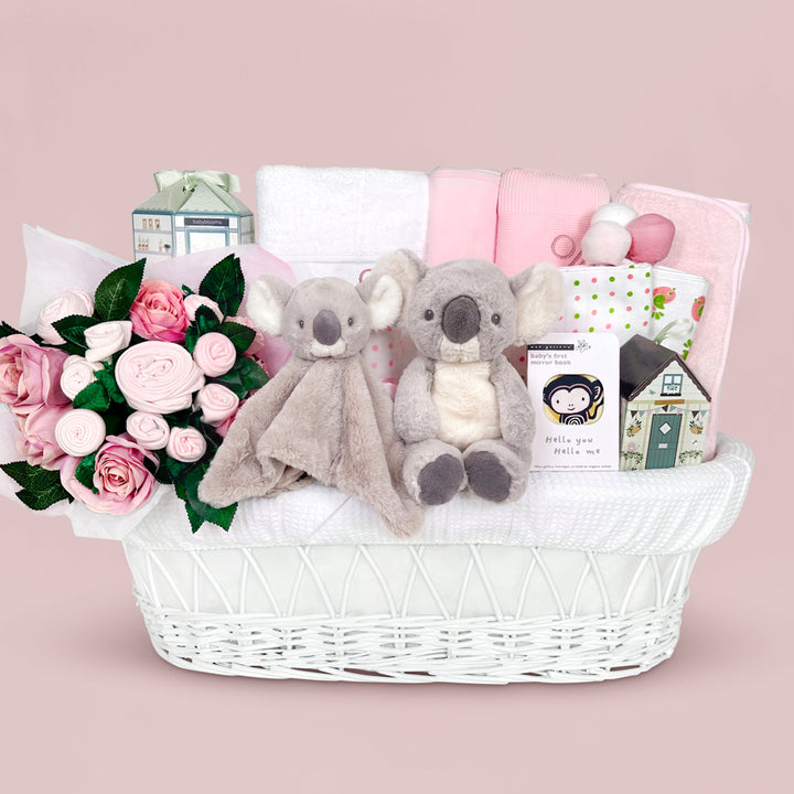 Personalised Kodi Koala Moses Basket Baby Hamper, Pink