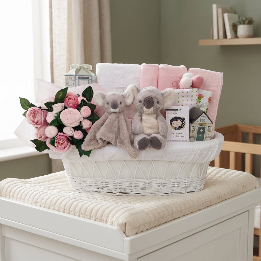 Personalised Kodi Koala Moses Basket Baby Hamper, Pink