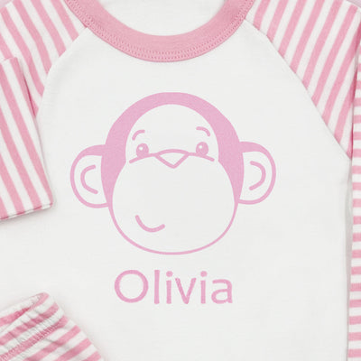 Morris Monkey Soft Toy With Personalised Baby Pyjamas, Pink