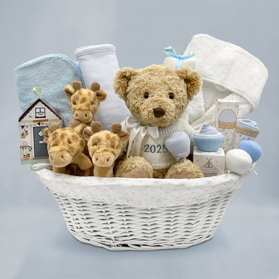 Personalised My First Year Giraffe Hamper, Blue
