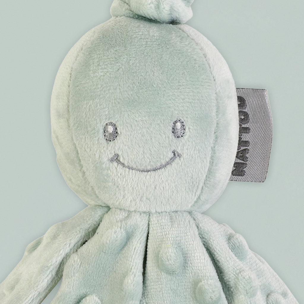 Nattou Vibrating Octopus Soft Toy, Green close up