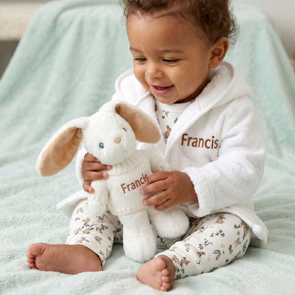 Personalised Bunny Bath and Bedtime Hamper New Baby Gift.