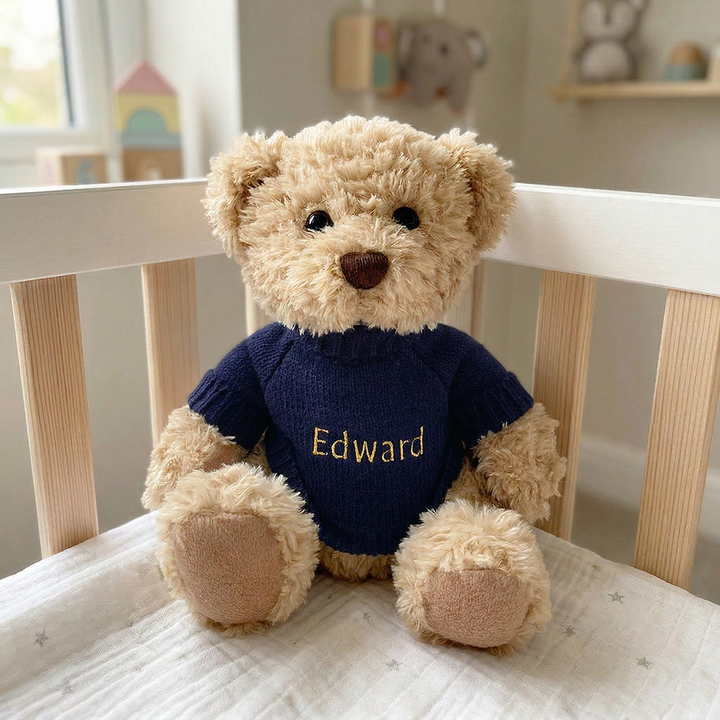 Personalised Bertie Bear, Navy
