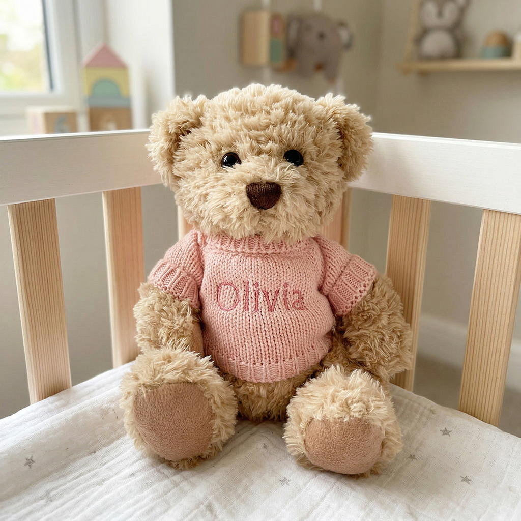 Personalised Bertie Bear, Pink