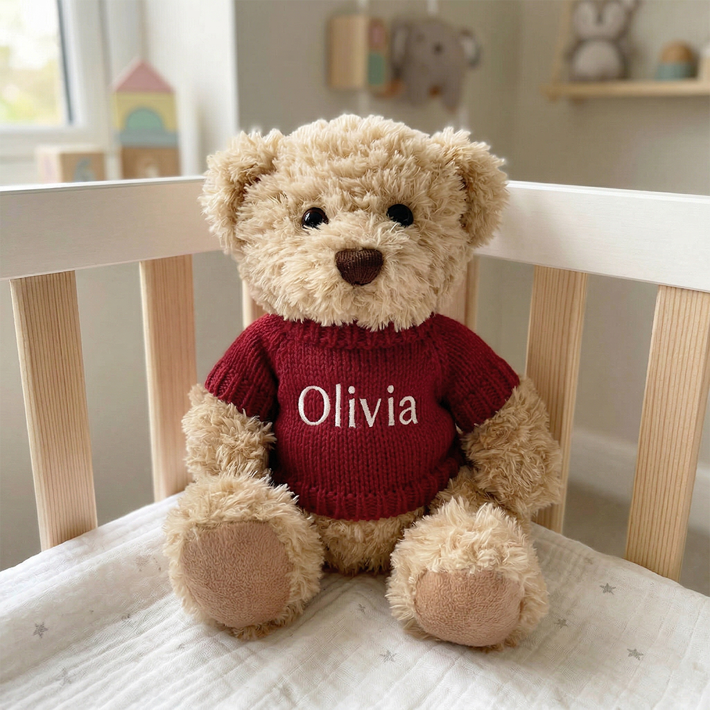 Personalised Bertie Bear, Red