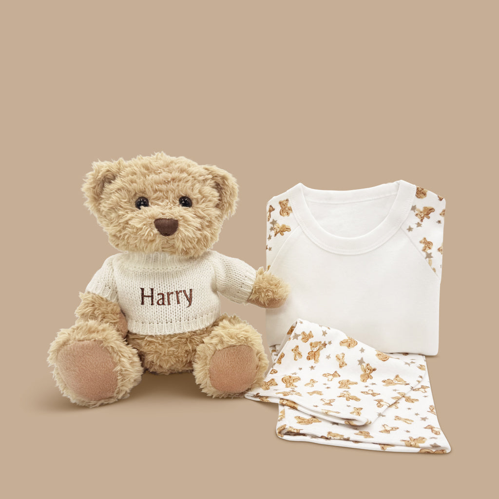 Personalised Teddy Bear Soft Toy with Baby Pyjamas 