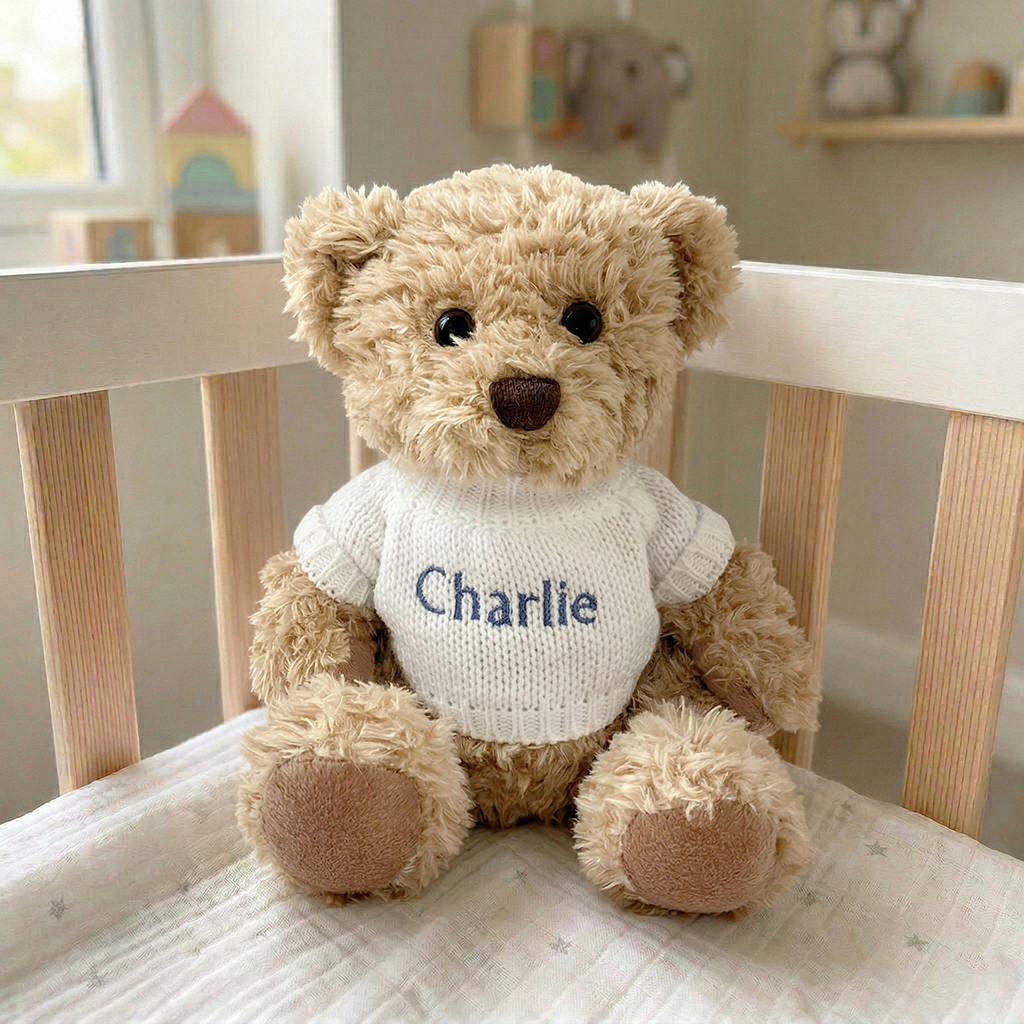 Personalised Bertie Bear, White