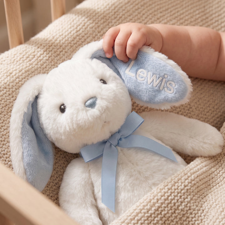 Personalised Little Blue Bunny Soft Toy New Baby Gift 
