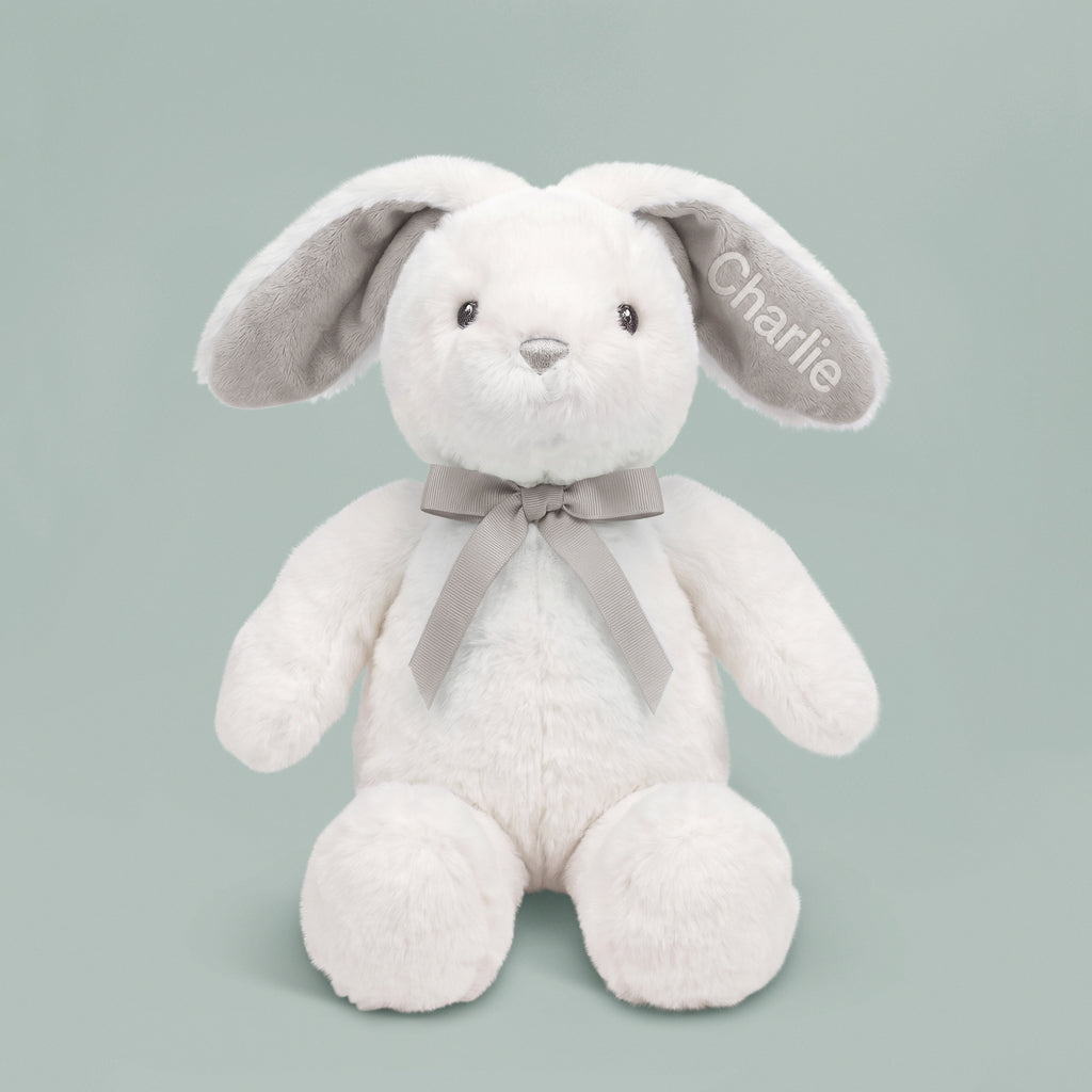 Personalised Little Grey Bunny Soft Toy New Baby Gift 
