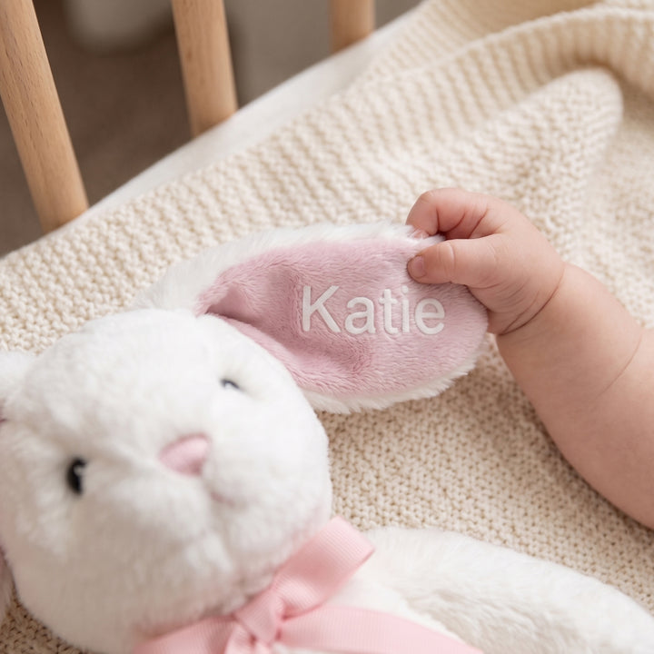 Personalised Little Pink Bunny Soft Toy New Baby Gift 