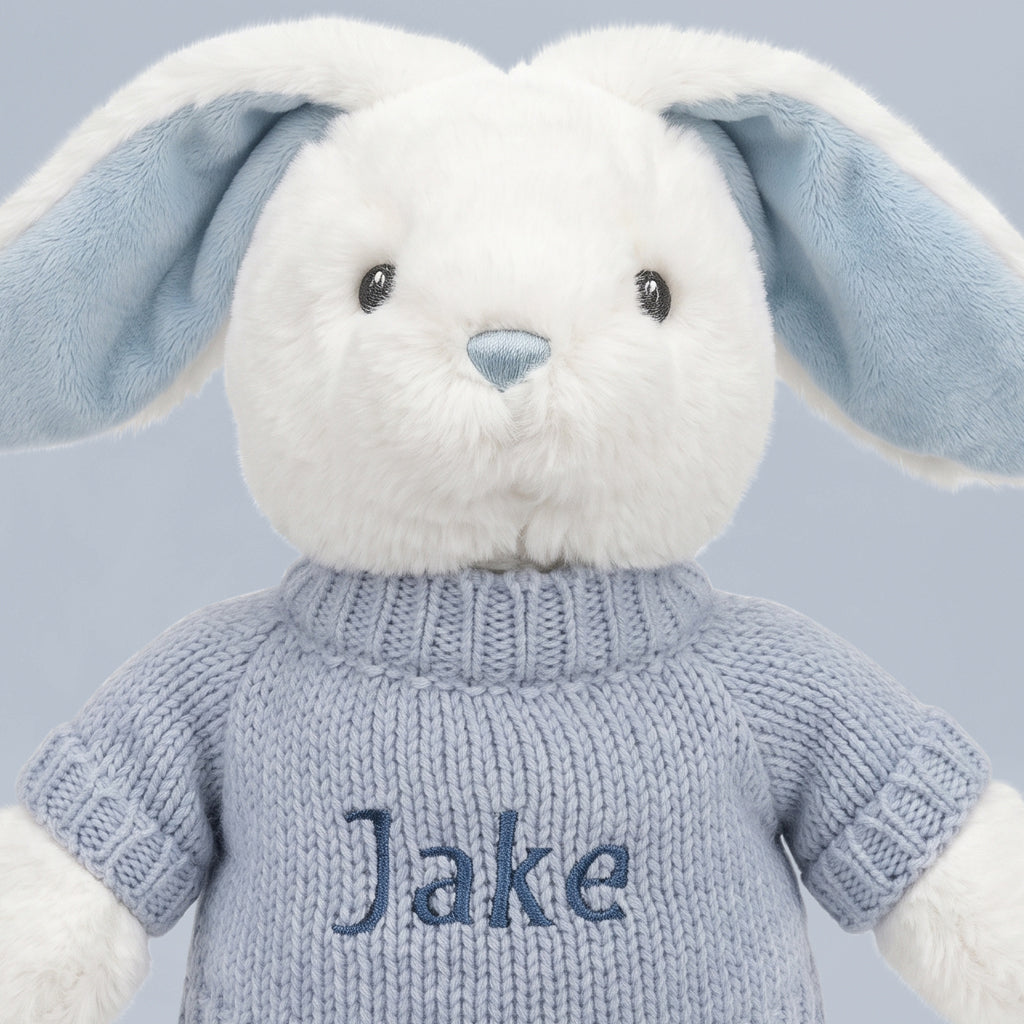 Babyblooms Personalised Little Blue Bunny with Jumper 