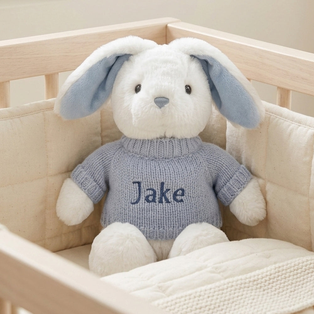 Babyblooms Personalised Little Blue Bunny with Jumper 