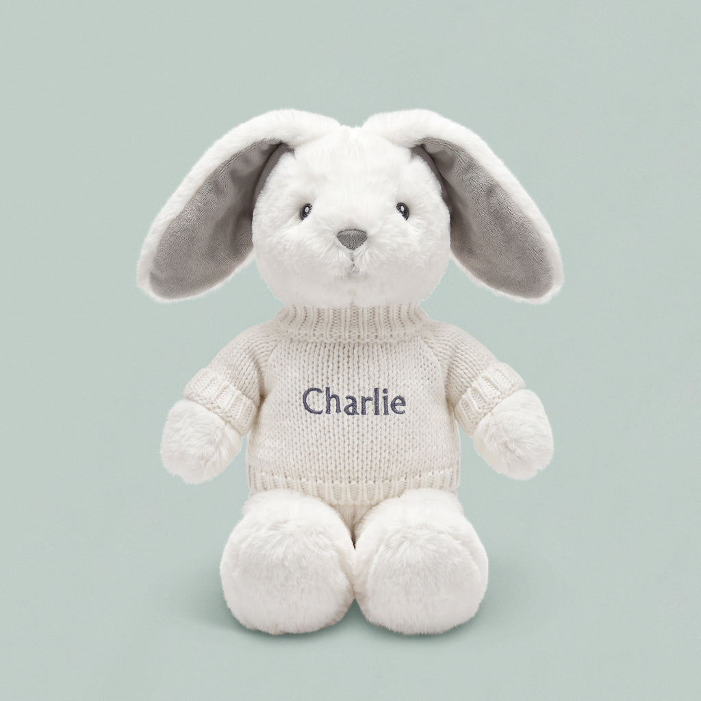 Babyblooms Personalised Little Grey Bunny with Jumper 