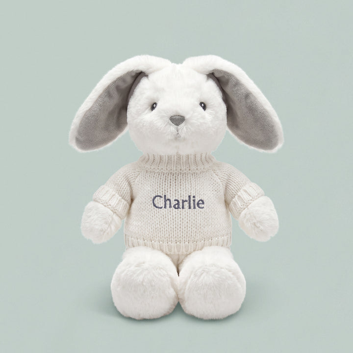 Babyblooms Personalised Little Grey Bunny with Jumper 