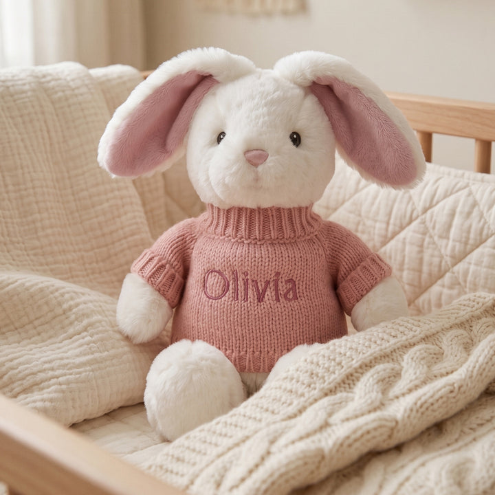 Babyblooms Personalised Little Pink Bunny with Jumper 