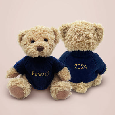 Personalised Baby Gift Bertie Year Teddy Bear Soft Toy Navy